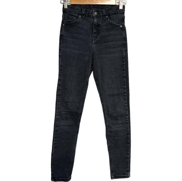 TOPSHOP MOTO WOMEN’S HIGH RISE SKINNY GRAY STRETCH‎ JEANS SIZE 26 - Picture 1 of 11